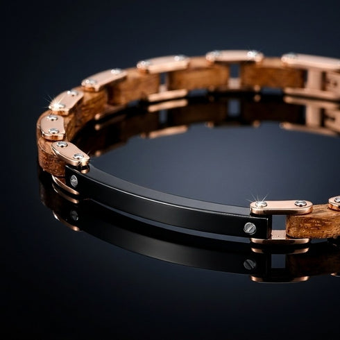 UNIQAL FORTE HOLZ ROSEGOLD zeigt exzellente Handwerkskunst, harmonische Proportionen und zeitlose Designästhetik.