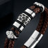 Uniqal GAMBLER Armband mit Gravur – stilvolles Herrenarmband mit braunem Flechtdesign und auffälligen silberfarbenen Metallelementen.