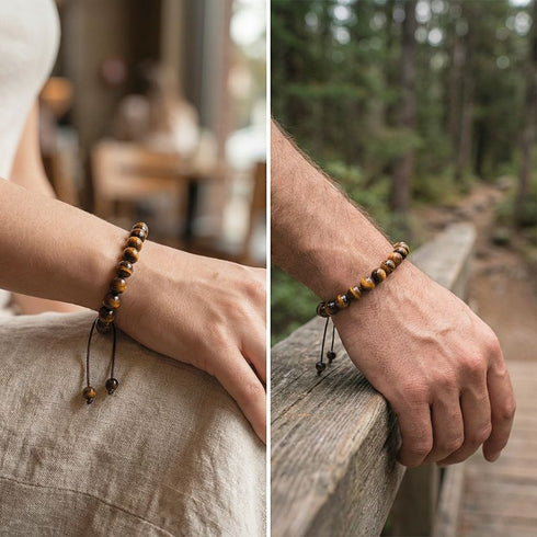 Uniqal Perlenarmband aus gelbem Tigerauge bei täglicher Nutzung – natürlicher Begleiter für Fokus und innere Stabilität