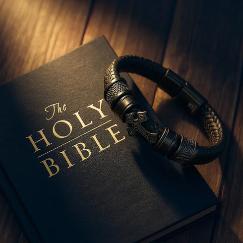 Uniqal GLORY auf der Heiligen Bibel – Symbol für Glauben, Stärke und Hoffnung; bedeutungsvolles Geschenk mit persönlicher Gravur von Uniqal.