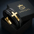 Uniqal GOLD HEAVEN Lederarmband für Herren – schwarzes Armband mit geflochtenen Details und markantem goldfarbenem Kreuz
