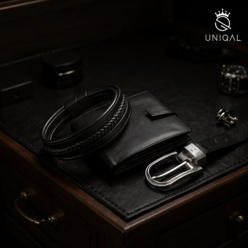 Uniqal Herren Accessoire aus Leder und Edelstahl – stilvolles Detail im Business-Look