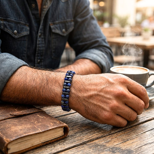 Stilvolles UNIQAL Armband aus Lapislazuli und Edelstahl für einen modernen und selbstbewussten Look