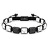 UNIQAL Howlith Armband mit weißen Natursteinplatten, schwarzen Zirkonia und gravierbarer Verschlussperle