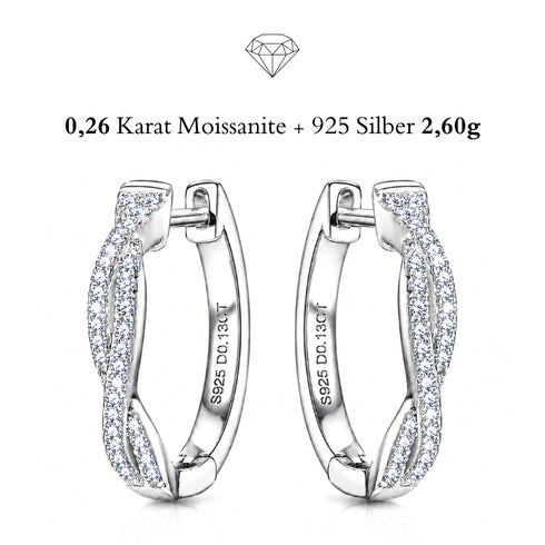 Luxuriöses Schmuckpaar aus rhodiniertem Edelmetall mit filigraner Pavé-Verarbeitung und harmonischer Form