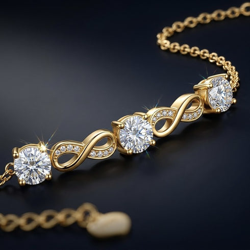 UNIQAL Infinity Armkette mit brillantem Rund Brillant Moissanit und eleganter Lichttiefe