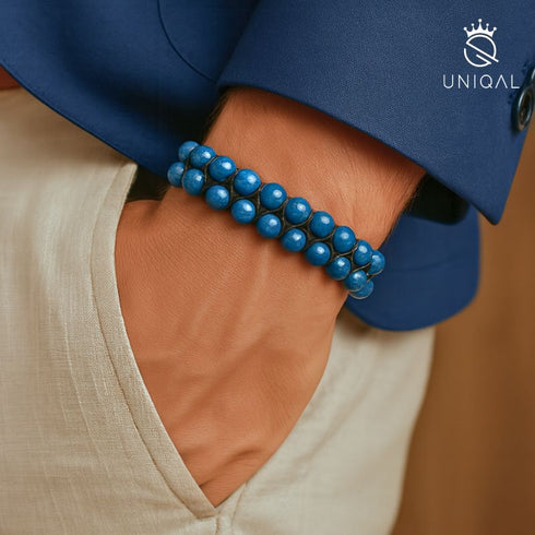 Elegantes Herrenarmband aus Lapis Lazuli von Uniqal – edles Accessoire aus Naturstein für maskulinen Stil