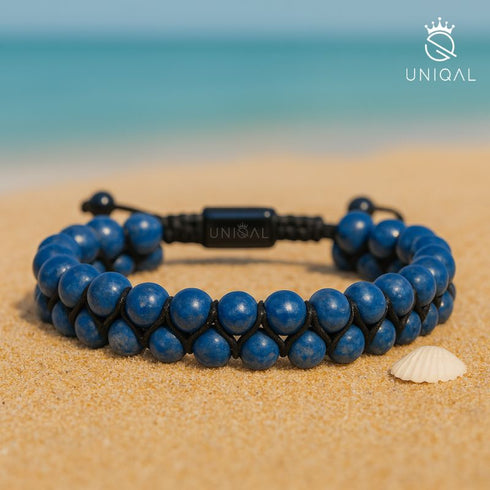 Uniqal Lapis Lazuli Kristallarmband – maritimes Schmuck Accessoire mit Urlaubsflair und spiritueller Energie