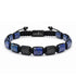 Edelsteinarmband aus Lapis Lazuli Platten und schwarzen Zirkonia Elementen unisex mit verstellbarem gravierbarem Makrameeverschluss