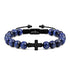 UNIQAL Armband aus Lapislazuli mit schwarzem Kreuz aus Edelstahl, Zirkonia und personalisierbarer Verschlussplatte