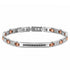 UNIQAL LINEA Armband aus 316L Edelstahl in Silber und Roségold mit schwarzer Zirkonia-Reihe auf weißem Hintergrund