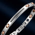 Detailansicht des UNIQAL LINEA Armbands mit präzise eingefassten schwarzen AAA-Zirkonia und polierter Edelstahloberfläche