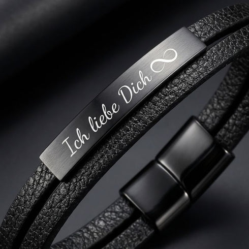 Uniqal LITTLE PLATE Armband mit Gravur – persönliches Geschenk für Partner und Ehemann mit individueller Botschaft auf der Metallplatte
