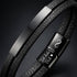 Uniqal LITTLE PLATE Herrenarmband mit personalisierter Gravur – schwarzes Lederarmband mit individueller Botschaft auf der eleganten Metallplatte