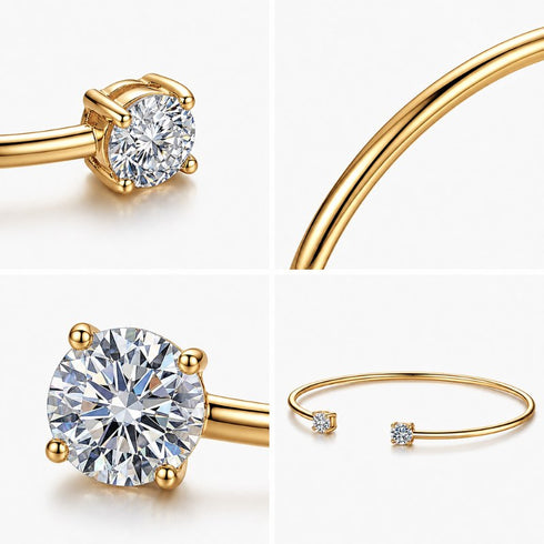 UNIQAL LUMINA elegante Detailansicht des vergoldeten Armreifs mit moderner Diamantoptik