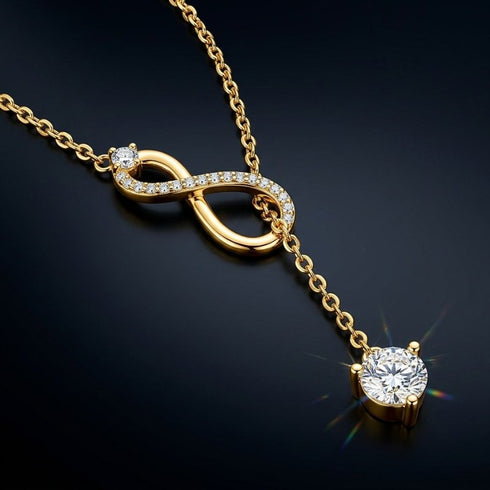 UNIQAL luxuriöses Infinity Collier mit intensiv funkelndem Moissanit und feiner Vergoldung