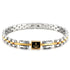 UNIQAL MARINO Edelstahl Armband mit Hämatit und goldenem Anker – silber-goldenes Unisex Armband aus 316L Edelstahl auf weißem Hintergrund