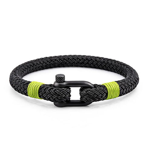 UNIQAL MAST maritimes Armband in Schwarz Grün mit nautischem Schäkel und klarer Seelinie