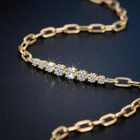 UNIQAL AURELIA goldene Armkette mit strahlenden Rund Brillant Steinen und edler Tiefenwirkung