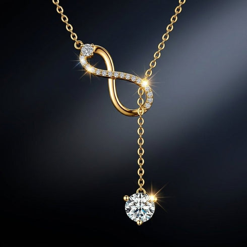 UNIQAL Infinity Kette wie aus einer Pariser Modeboutique mit brillantem Solitär Stein kratzfest