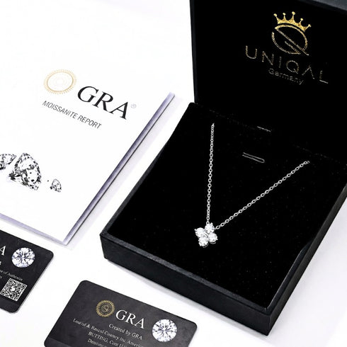 Moissanit Collier mit Echtheitszertifikat und Schmuckbox – hochwertiger Anhänger mit GRA Zertifizierung