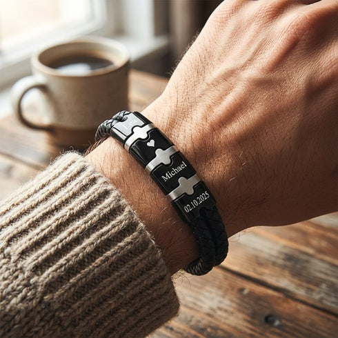 Geflochtenes schwarzes Rindsleder MONTERO – hochwertige Verarbeitung und Struktur