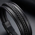 Uniqal MULTY LAYER Herrenarmband – schwarzes mehrreihiges Lederarmband mit geflochtenen Details und modernem Layer-Design.