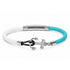UNIQAL NAXOS Lederarmband in Weiß und Türkis mit silbernem Edelstahlanker und Sicherheitsverschluss.