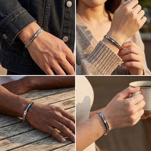 Zeitloses Accessoire für gemeinsame Looks bei Frau und Mann in natürlicher Alltagsszene
