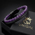 Uniqal PASSION AMETHYST Herrenarmband – stilvolles Armband mit violetten Amethyst-Perlen, schwarzem Flechtleder und eleganter Optik