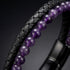 Uniqal PASSION AMETHYST Herrenarmband mit personalisierter Gravur – individuelles schwarz-violettes Armband für Männer mit modernem Design