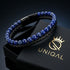 Uniqal PASSION LAPIS Herrenarmband – schwarzes Lederarmband mit blauen Lapis-Perlen und modernem, markantem Design für Männer