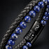 Uniqal PASSION LAPIS Herrenarmband mit personalisierter Gravur – individuelles Armband mit Lapis-Perlen, schwarzem Flechtleder und persönlicher Botschaft