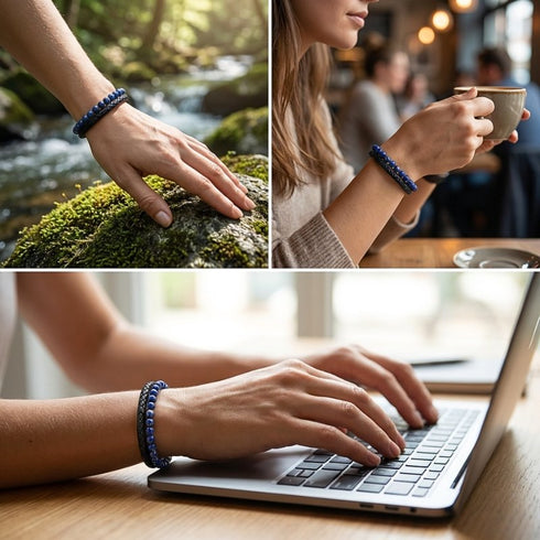 Uniqal PASSION LAPIS vielseitig kombinierbar im Stapelstil, modernes Armband mit Lapislazuli das sich perfekt mit anderem Schmuck ergänzen lässt