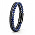 Uniqal PASSION LAPIS Armband aus echtem Leder mit Lapislazuli Perlen, geflochtenes schwarzes Design, eleganter Magnetverschluss, personalisierbar mit Gravur