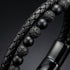 Uniqal PASSION LAVA Herrenarmband in Detailansicht – schwarze Lavasteine, matte Perlen und geflochtenes Leder für einen markanten Männerlook