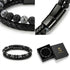 Uniqal PASSION LAVA SPECTROLITE Armband – schwarz-graues Natursteinarmband mit elegantem schwarzem Verschluss in Detailansicht