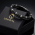 Uniqal PASSION LAVA SPECTROLITE Herrenarmband – stilvolles schwarz-graues Männerarmband mit Lavastein, Spectrolite-Perlen und modernem Verschluss