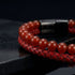 Uniqal PASSION RED AGATE Armband mit personalisierter Gravur – individuelles rotes Schmuckstück mit Achat-Perlen und modernem Lederdesign