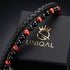 Uniqal PASSION RED TIGER EYE Armband für Männer – elegantes Herrenaccessoire mit roten Tigerauge-Perlen und schwarzem geflochtenem Leder