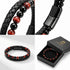 Uniqal PASSION RED TIGER EYE Armband für Männer – modernes Lederarmband mit roten Tigerauge-Perlen und schwarzem Magnetverschluss