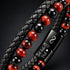 Uniqal PASSION RED TIGER EYE Herrenarmband mit personalisierter Gravur – individuelles schwarz-rotes Armband mit Tigerauge-Perlen und persönlicher Botschaft