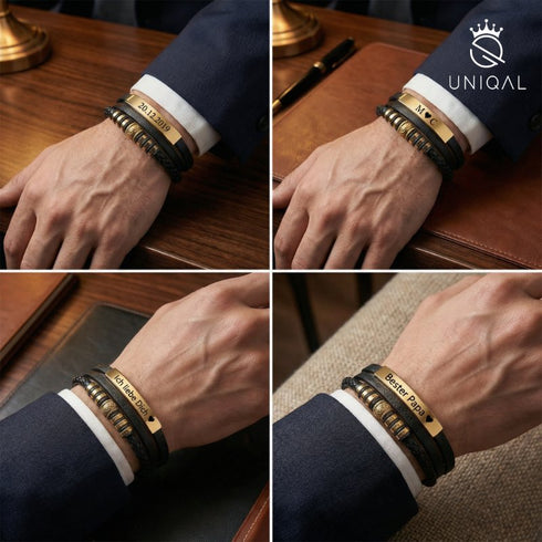 Uniqal Männerarmband personalisiert, Leder mit Gravurmöglichkeit, bedeutungsvolles Präsent