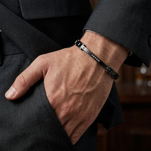 UNIQAL REGIO Holz Black als elegantes Männerarmband zum Anzug für Business und gehobene Outfits