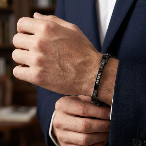 UNIQAL REGIO exklusives schwarzes Männer Armband als stilvolles Accessoire zu Sakko und Businessmode