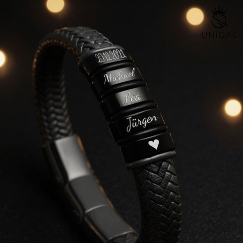 Edles Uniqal Armband mit individueller Gravur, ideal als Geschenk für Partner oder Familie.