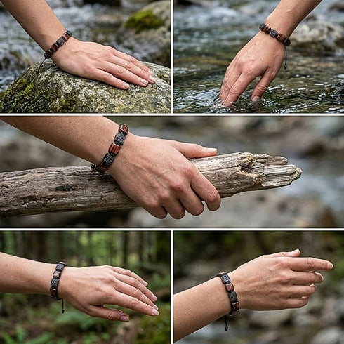 UNIQAL Natursteinarmband mit rotem Tigerauge – getragen von Damen und Herren im Alltag