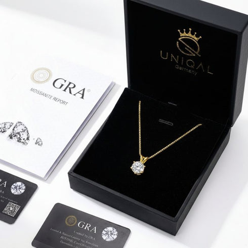 Moissanit Collier im Luxus-Etui mit Echtheitszertifikat und Authentizitätskarte