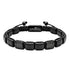 Edelsteinarmband aus schwarzem Achat mit Zirkonia Elementen in Plattenform unisex mit verstellbarem gravierbarem Makrameeverschluss