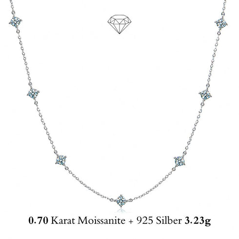 Uniqal SHINE CELESTA Moissanit Halskette mit 7 runden Brillant Edelsteinen aus 925 Silber